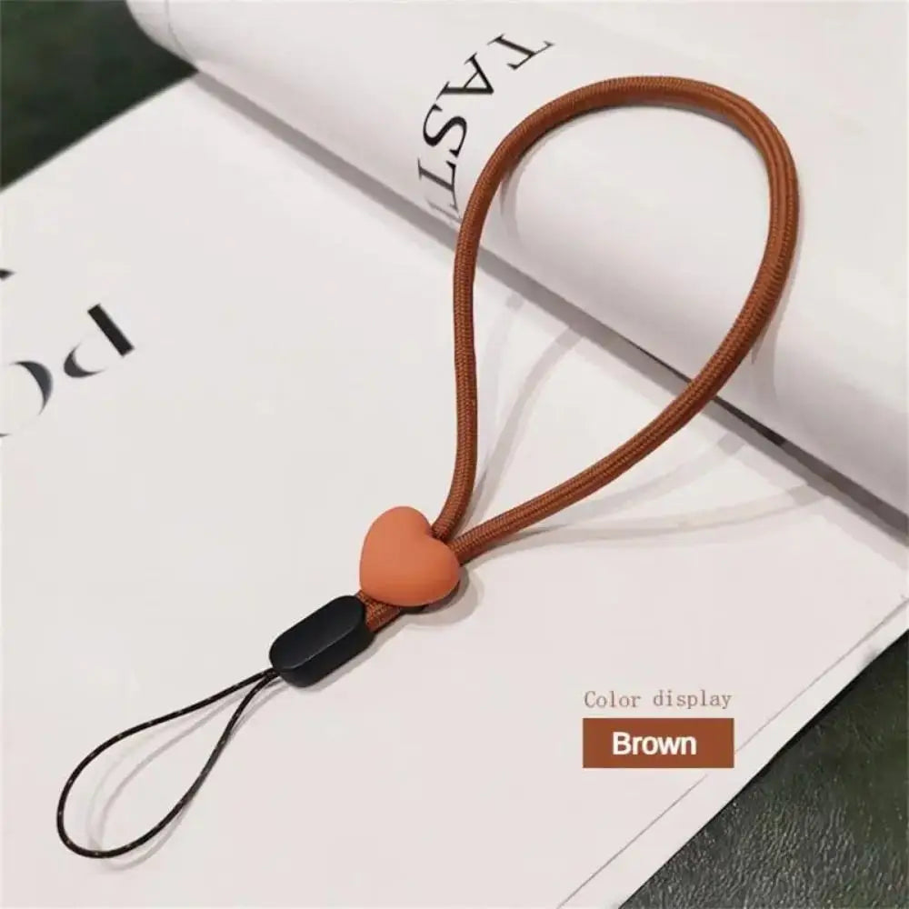 Solid Color Short Love Heart Hanging Rope Adjustable Mobile Phone Phone Strap Colorful Wrist Strap Elastic Mobile Phone Lanyard