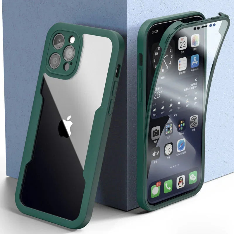 Shockproof 360 Clear Phone Case for iPhone 13 12 11 Pro Max X XS XR 7 8 Plus Cover Camera Lens Screen Full Protection