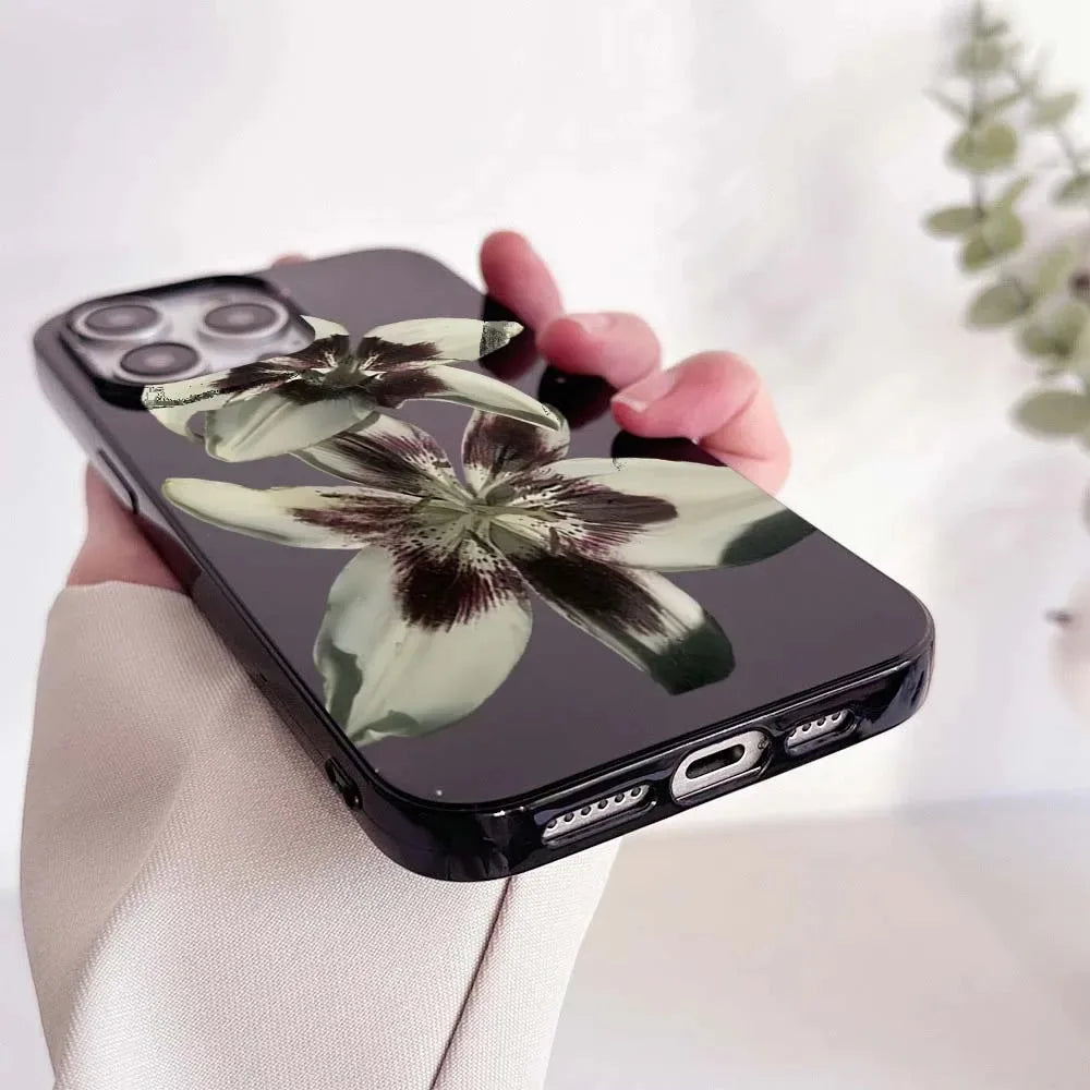 Lily Orchid Flower Print Soft Phone Case For iPhone 16 15 14 13 12 11 Pro Max XS XR X 7 8 Plus SE 2020 2022 Shockproof Cover