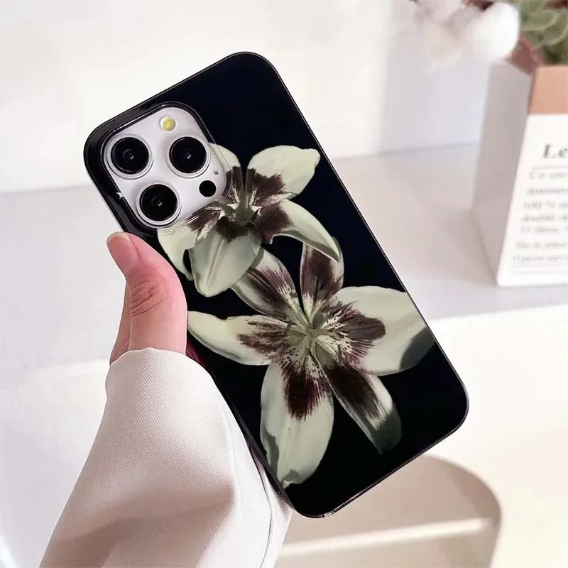 Lily Orchid Flower Print Soft Phone Case For iPhone 16 15 14 13 12 11 Pro Max XS XR X 7 8 Plus SE 2020 2022 Shockproof Cover