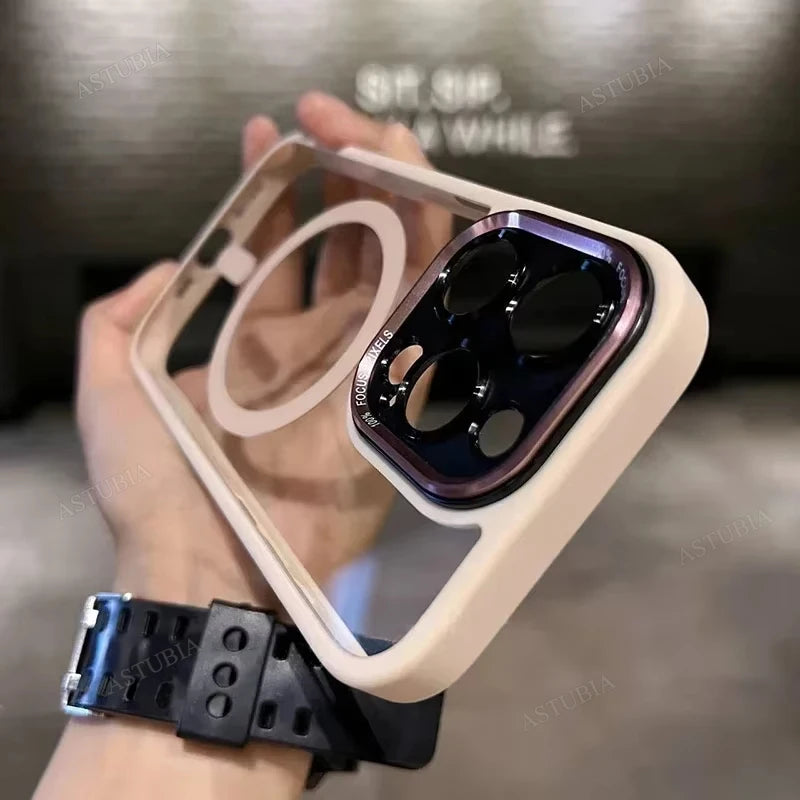 Luxury Magnetic Metal Lens Bumper Protection Case For iPhone 17 Air 16 15 Pro Max Plus Wireless Charge Hard Cover