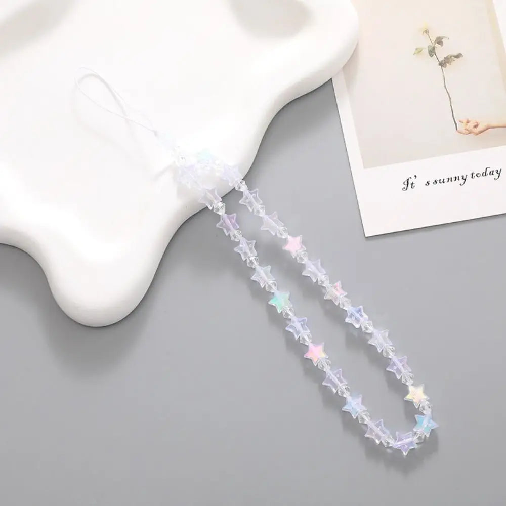 Beaded Phone Charm Strap – Handmade Star & Pearl Lanyard