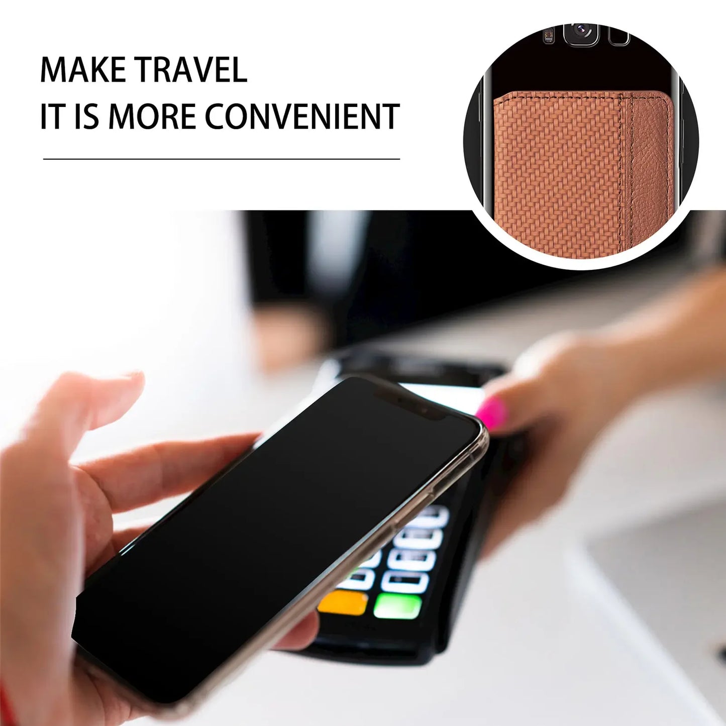 1PC PU Leather Phone Card Holder | Adhesive Sticker Wallet Case with Multiple Card Slots & Phone Stand Supporter
