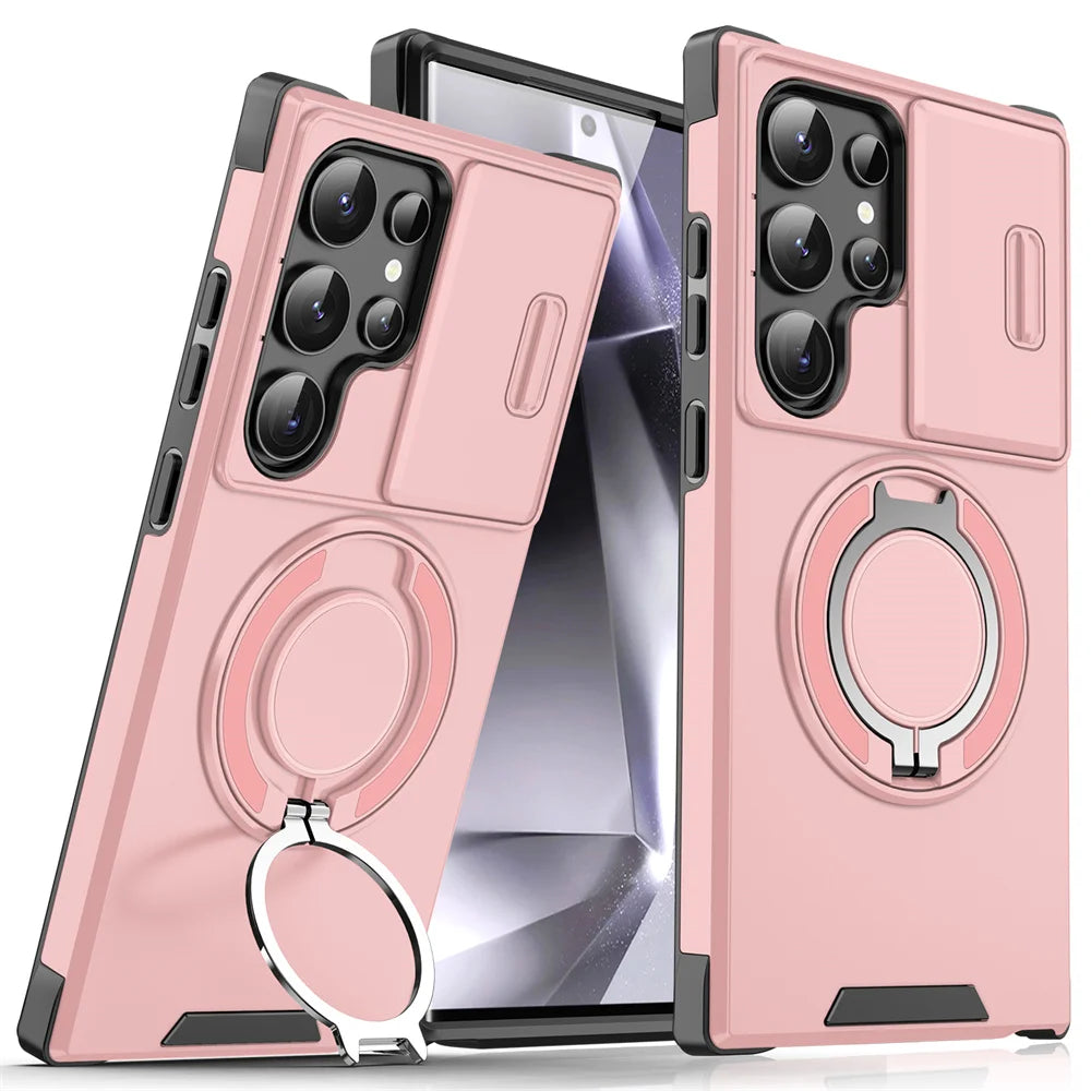 Slide Camera Protection Magnetic Stand Phone Case for Samsung S25 Edge S24 S23 Plus S21 S22 Ultra FE A54 A15 A14 A05 A05S Cover