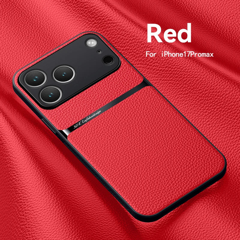 Magnetic Leather Phone Case For iPhone 17 16 13 12 11 Pro Max Cases For iPhone 17 Air 15 14 Pro Max 16 Plus Lens Protector Cover