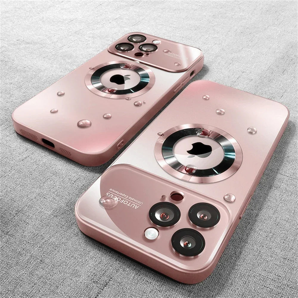 New Titanium Metallic Luxury Matte Case For iPhone 16 15 14 13 12 11 Pro Max Plus For Magsafe Glass Lens Camera Protection Cover