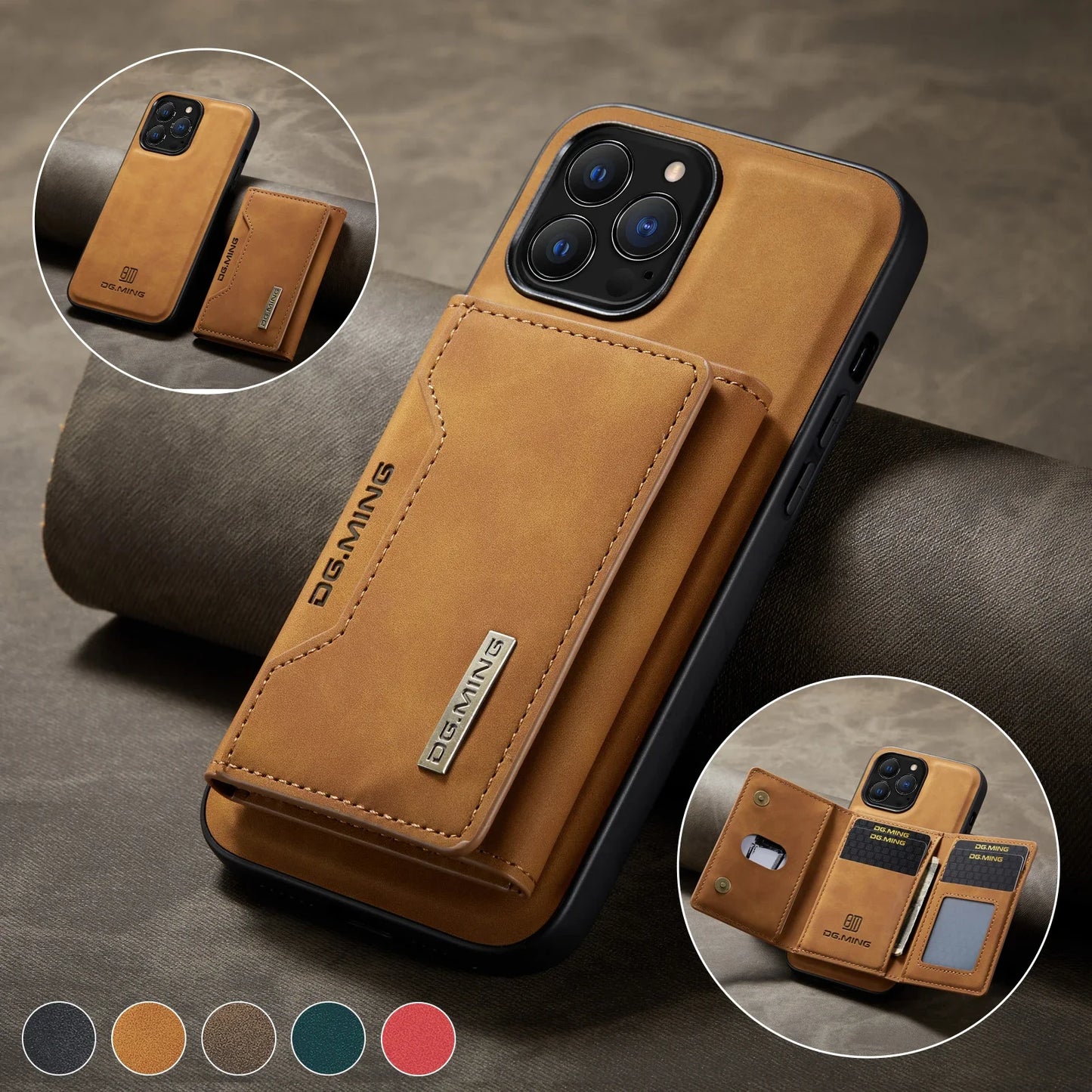 2 In 1 Detachable Magnetic Leather Case for IPhone 16 17 Pro Max 15 Wallet Cover Cards Holder Pocket