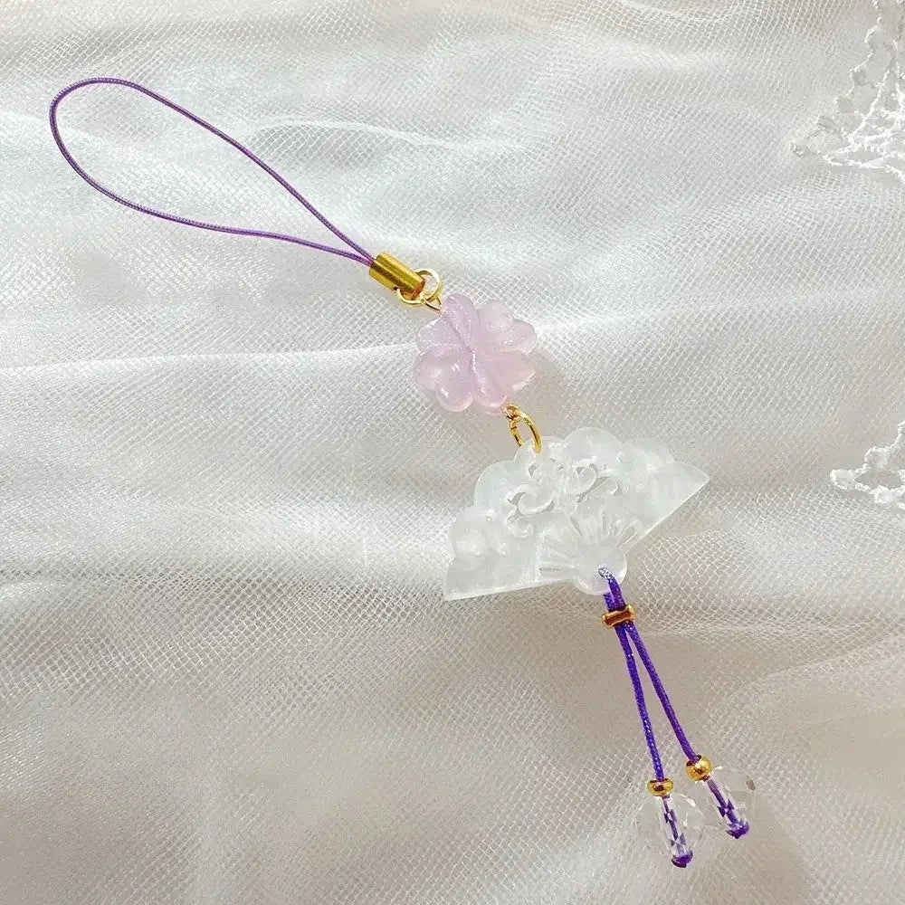 Handmade Chinese-style butterfly phone charm with calligraphy design. Elegant trinket strap and anti-lost cord for phones or bags.