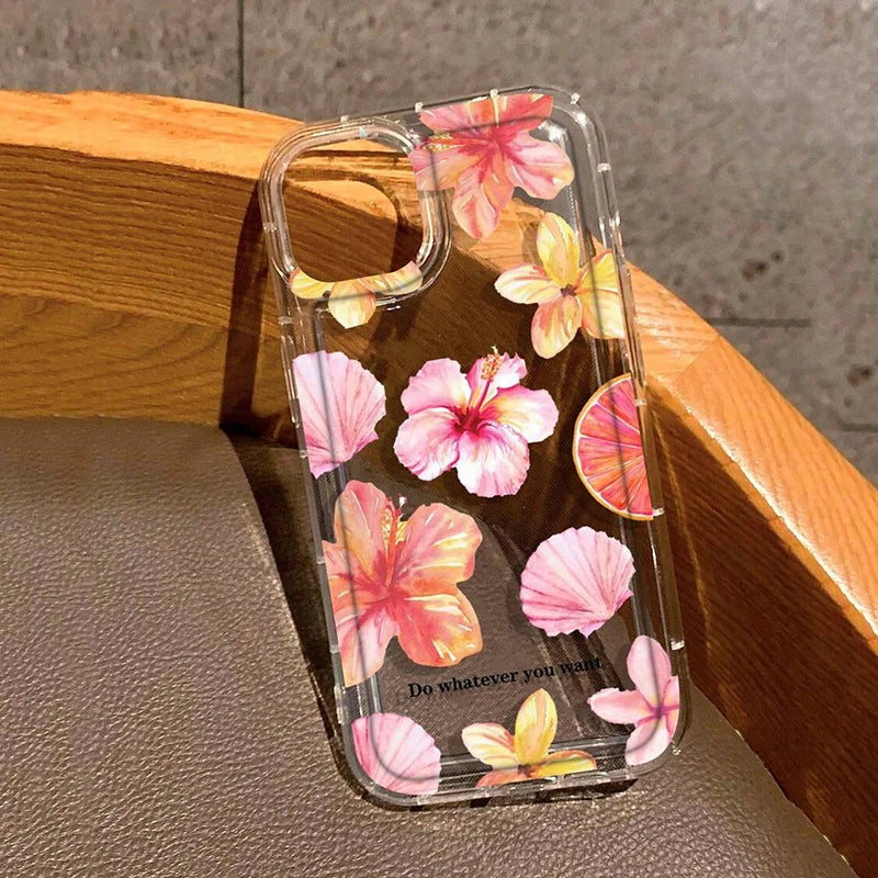 Pink Trumpet Flower Transparent Shockproof Soft TPU Phone Case For IPhone 16 Pro Max 15 14 13 12 11 XS X XR 7 8 Plus SE2020 Case