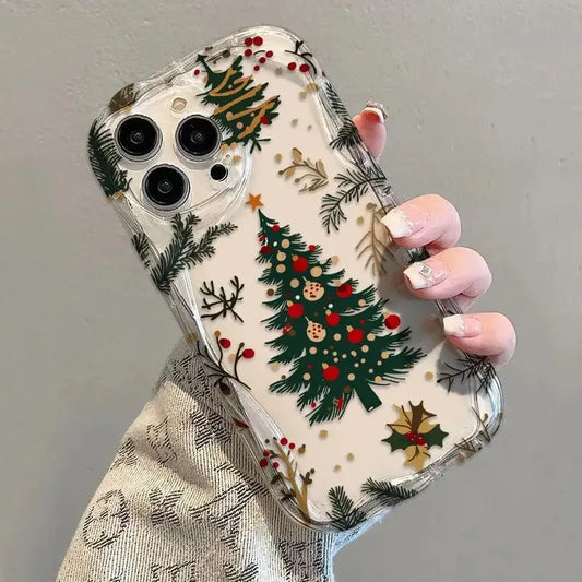 Cream Christmas Tree Phone Case for iPhone | Festive Holiday Celebration Design