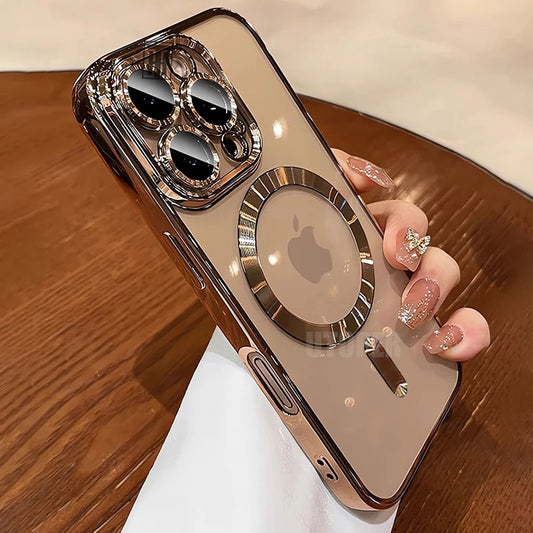 Official Desert Gold Phone Case For iPhone 14 13 12 11 Pro Max Plus Clear Magsafe Magnetic Lens Protect Soft Cover