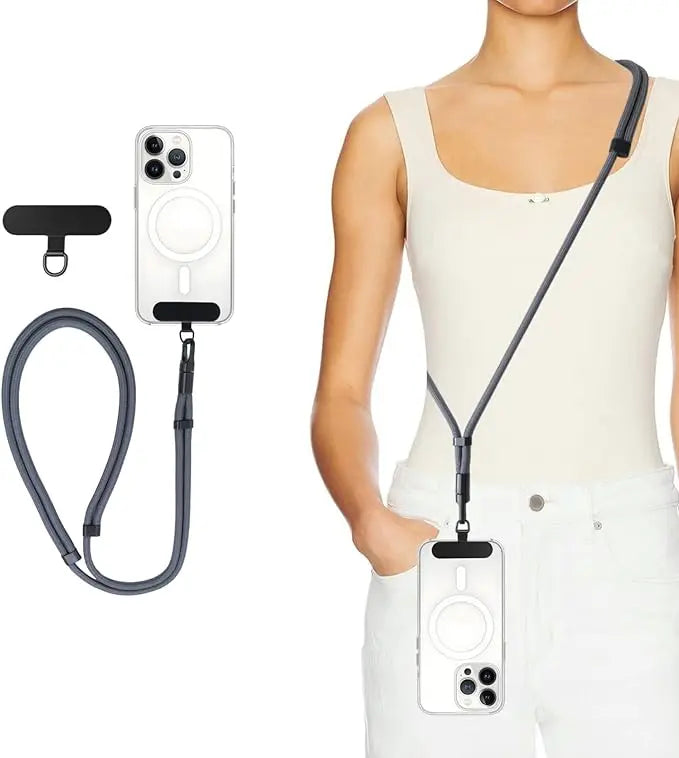 Universal Minimalist Crossbody Phone Lanyard with Adjustable Wrist Strap | Drop-Proof Design & Tether Tabs for All Mobile Phones