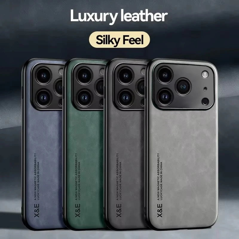 Luxury Leather Phone Case For iPhone 17 16 15 14 11 13 12 Pro Max 17 Air 13 Shockproof Cover For iPhone 15 14 16 Plus