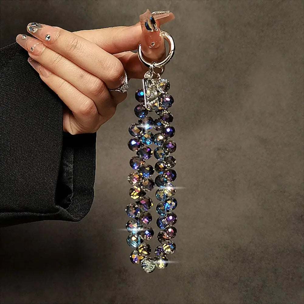 Colorful Crystal Beaded Phone Lanyard – Sparkle Charm Keychain