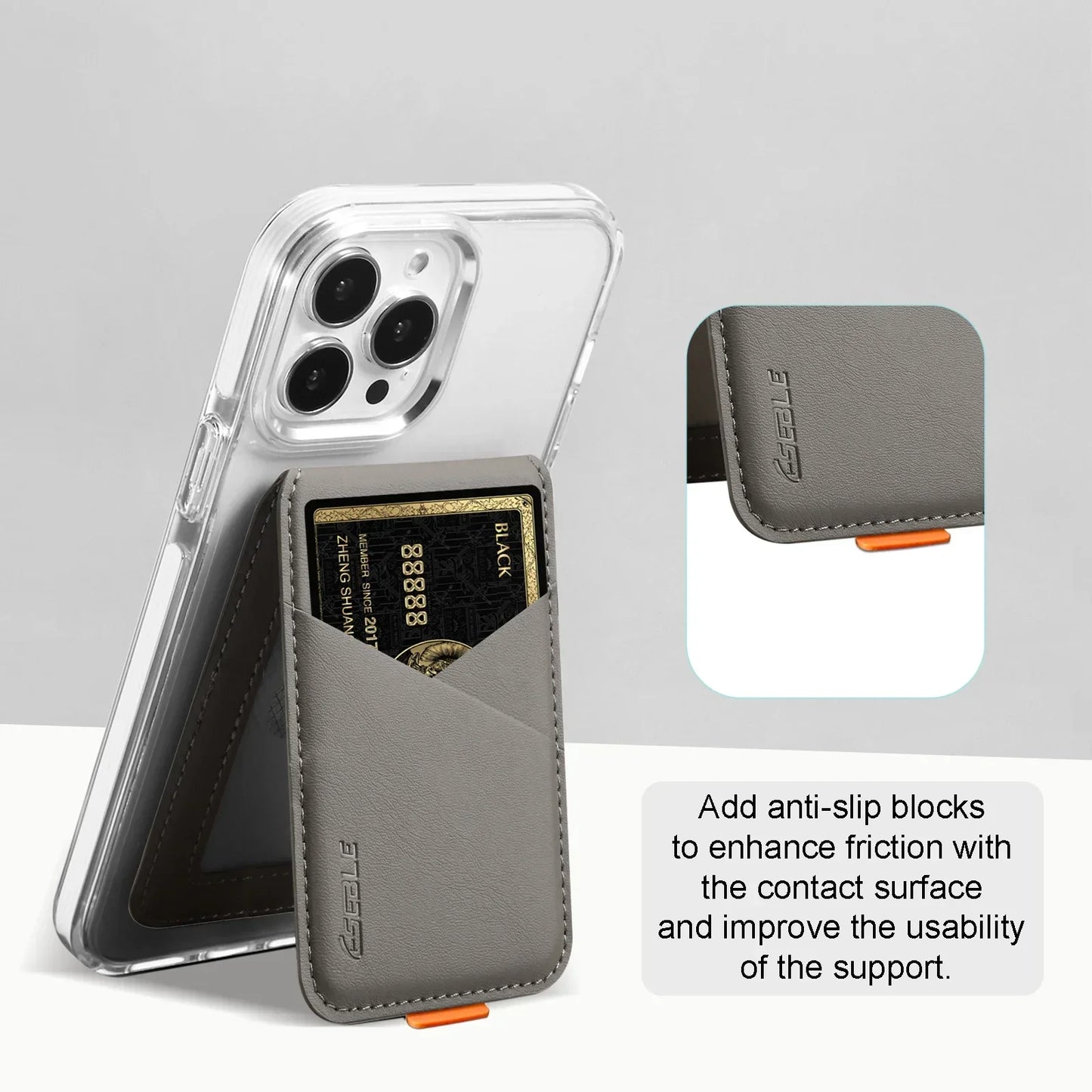 Luxury Leather MagSafe Magnetic Card Holder | RFID Anti-Skimming Wallet for Bank & ID Cards