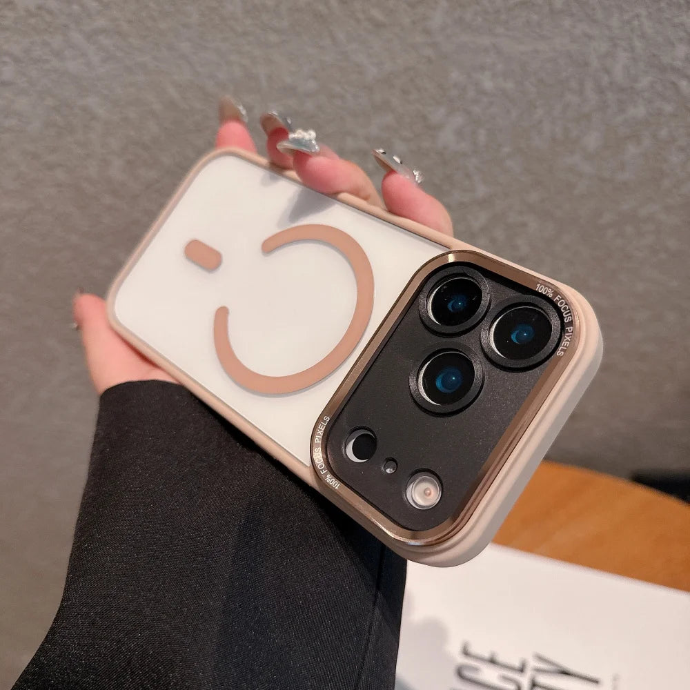 Business Transparent Magsafe Case for iPhone 17 16 15 Pro Max Plating Camera Protection Cover for iPhone 17 Air