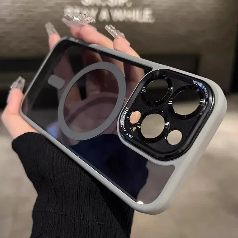 Luxury Magnetic Metal Lens Bumper Protection Case For iPhone 17 Air 16 15 Pro Max Plus Wireless Charge Hard Cover