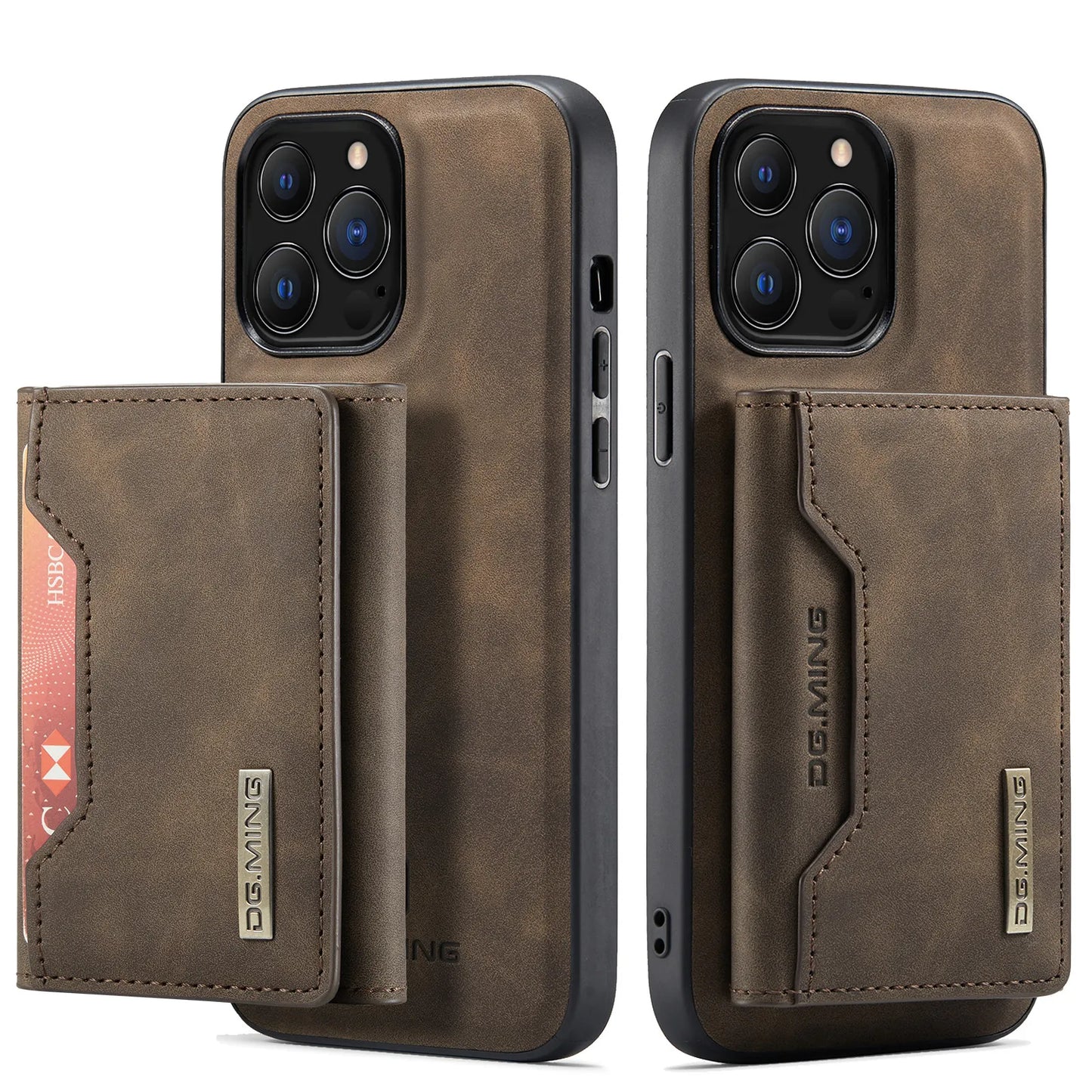 2 In 1 Detachable Magnetic Leather Case for IPhone 16 17 Pro Max 15 Wallet Cover Cards Holder Pocket