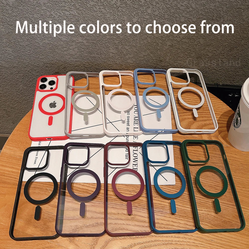 Luxury For Magsafe Transparent Case For iPhone 13 12 11 Pro XS XR Max Mini Plus Magnetic Wireless Charge Cases Cover