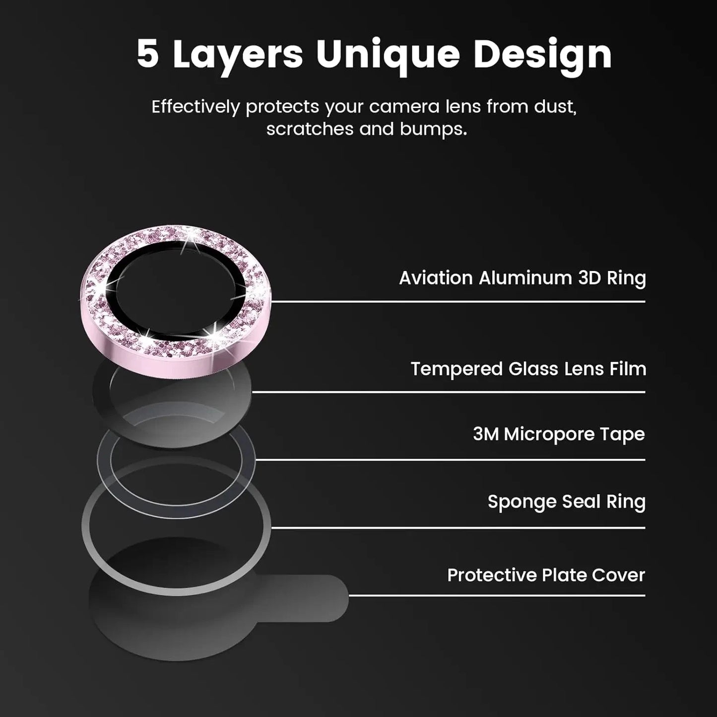Glitter Camera Lens Protector Cover for iPhone 16 15 Pro Max 13 17 Pro 11 14 15 Plus 12 Mini Tempered Glass Protection Lens Film