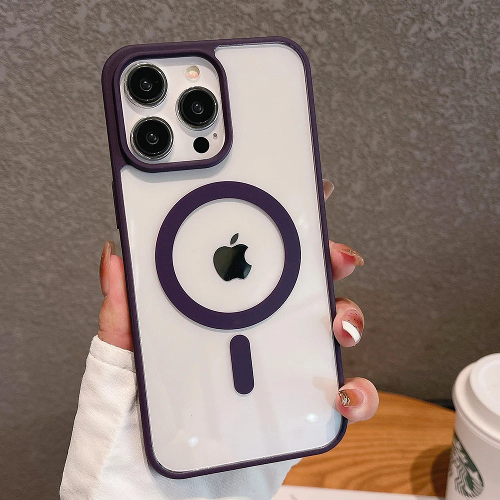 Luxury For Magsafe Transparent Case For iPhone 13 12 11 Pro XS XR Max Mini Plus Magnetic Wireless Charge Cases Cover