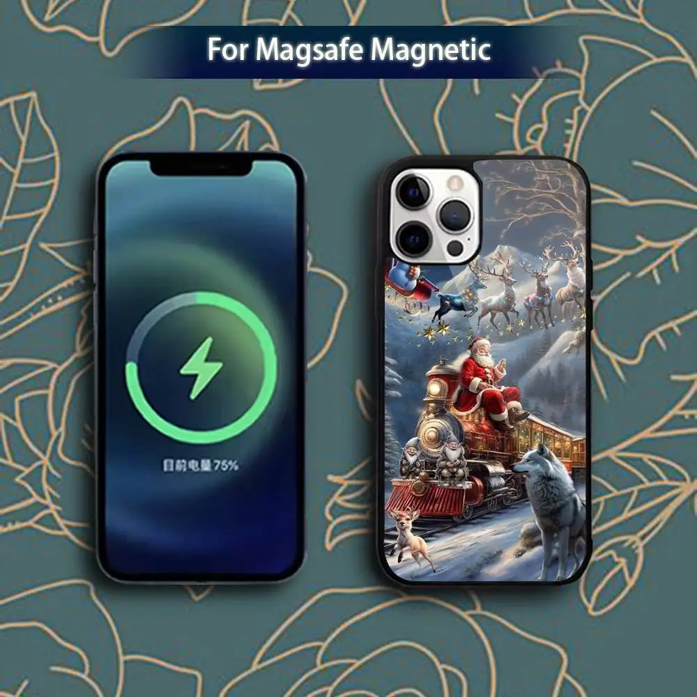 Christmas Santa Claus Phone Case for iPhone 11–17 Series | MagSafe Magnetic Wireless Charging Cover