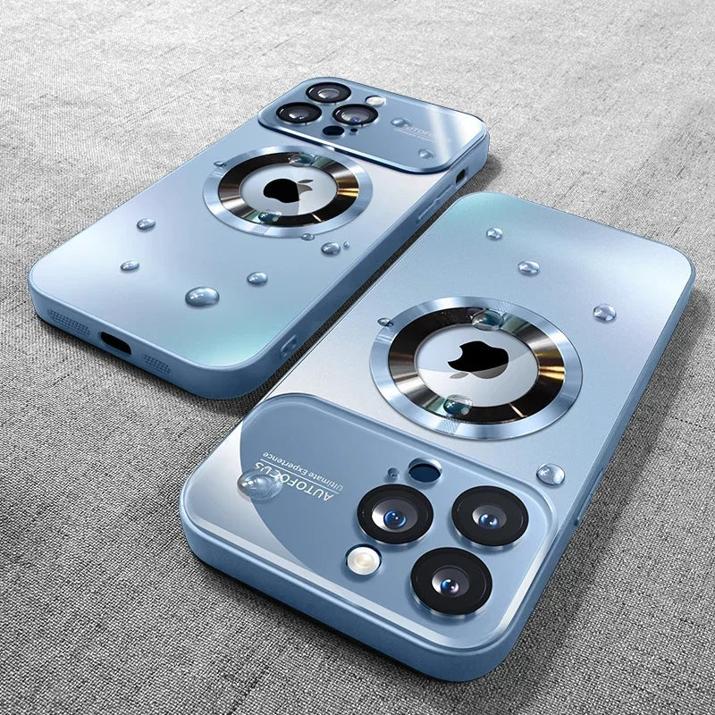 New Titanium Metallic Luxury Matte Case For iPhone 16 15 14 13 12 11 Pro Max Plus For Magsafe Glass Lens Camera Protection Cover