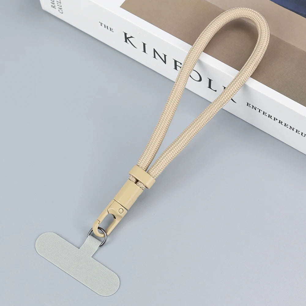 Adjustable Braided Phone Lanyard – Short Detachable Wrist Strap with Patch