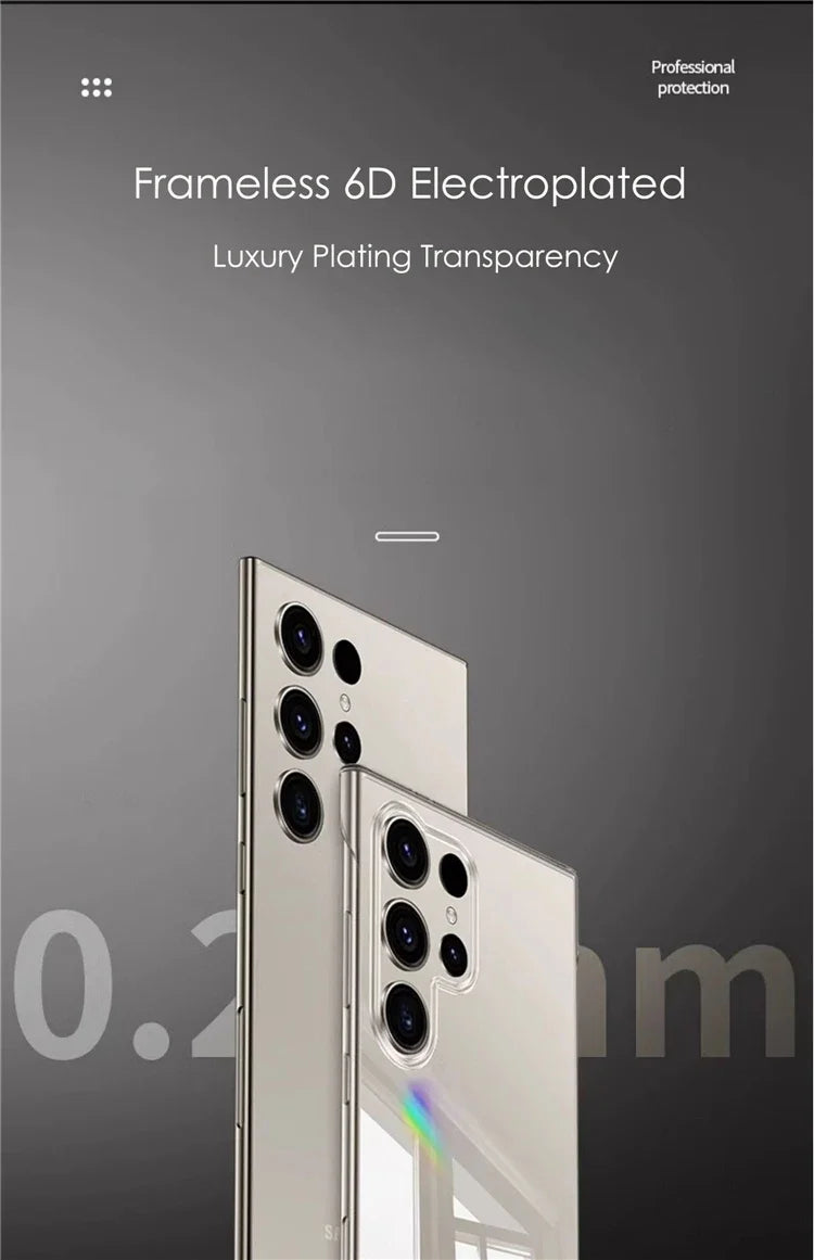Luxury Plating Frameless Case For Samsung Galaxy S25 S24 Ultra S23 S22 Thin Transparent Camera Lens Protection Shockproof Cover
