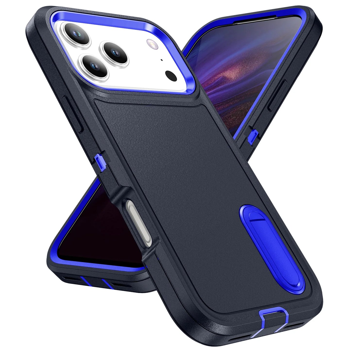3IN1 Hybrid Military Anti-Shock Strong Case For iPhone11 12 13 Pro Max 14 Plus PC Hard Holder Phone Cover