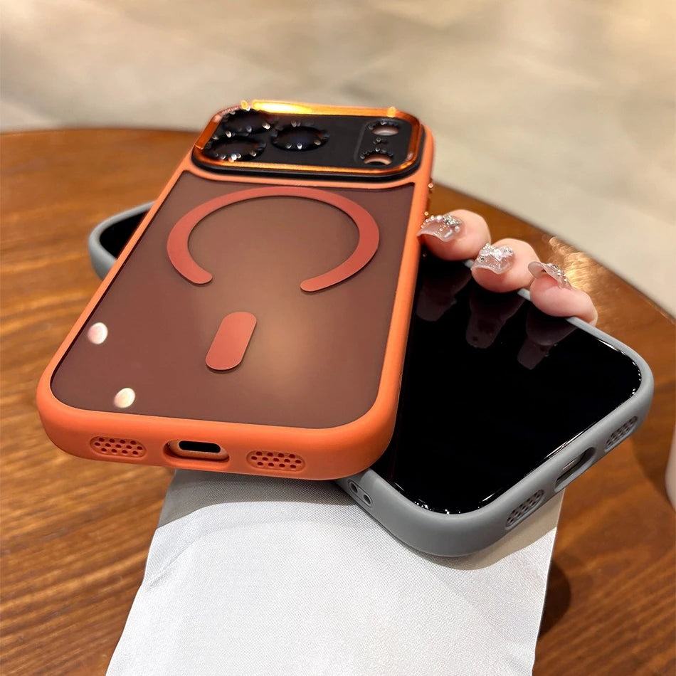 Business Transparent Magsafe Case for iPhone 17 16 15 Pro Max Plating Camera Protection Cover for iPhone 17 Air