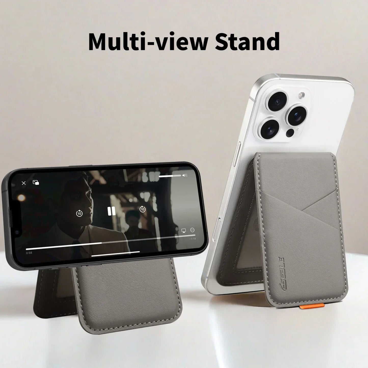 Luxury Leather MagSafe Magnetic Card Holder | RFID Anti-Skimming Wallet for Bank & ID Cards