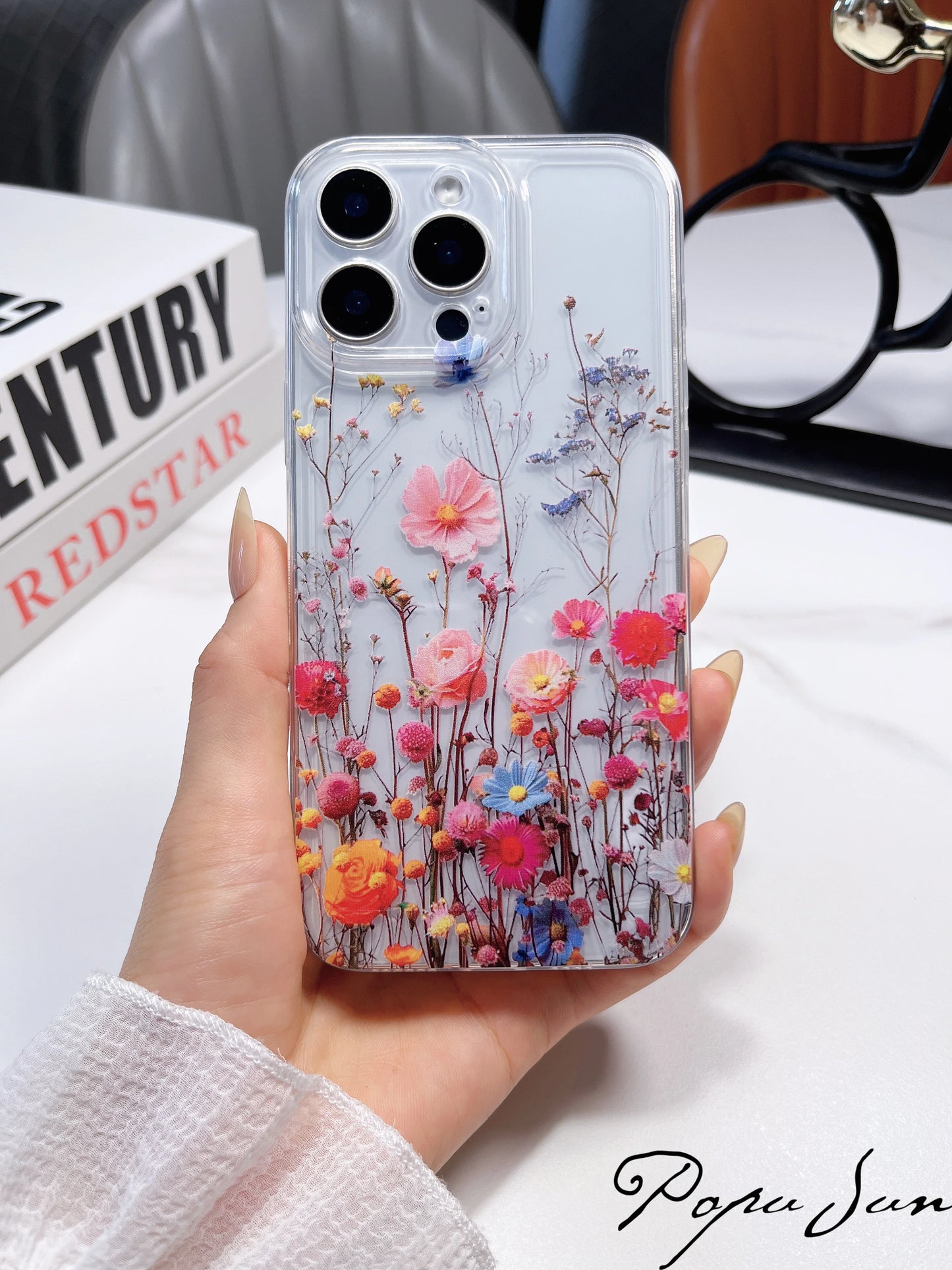 Transparent Flower Print Case for iPhone 17 Air, 16, 15, 14 Plus, 13 Mini, 12, 11 Pro Max – Soft Clear Silicone Floral Cover