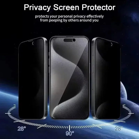 Full Cover Anti-Spy Screen Protector – Privacy Tempered Glass for iPhone 8–16 Pro Max