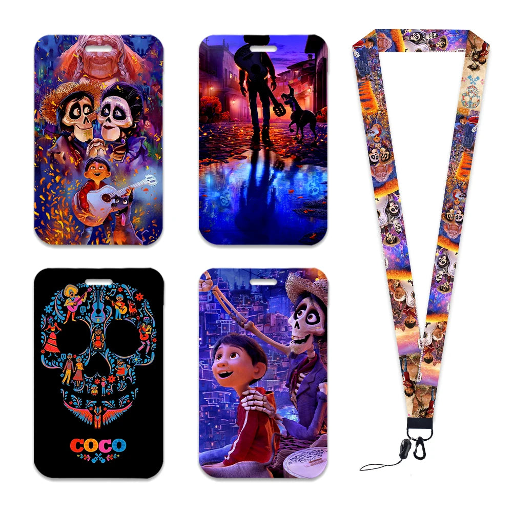 Disney Coco Card Holder with Retractable Clip & Neck Strap | Credit Card, ID Badge Holder, Keychain & Phone Lanyard Accessory
