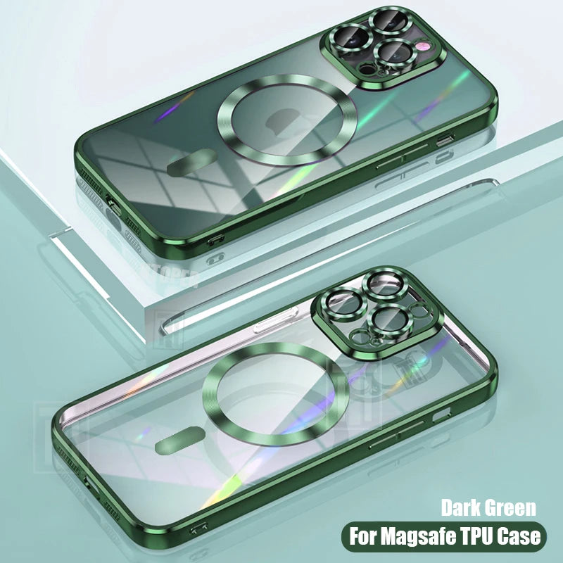 Lightweight Soft TPU Plating Case for iPhone 17 pro max 17 Air 16 15 14 13 12 11 Pro Max Plus Maga safe Magnetic Lens Protect Clear Cover