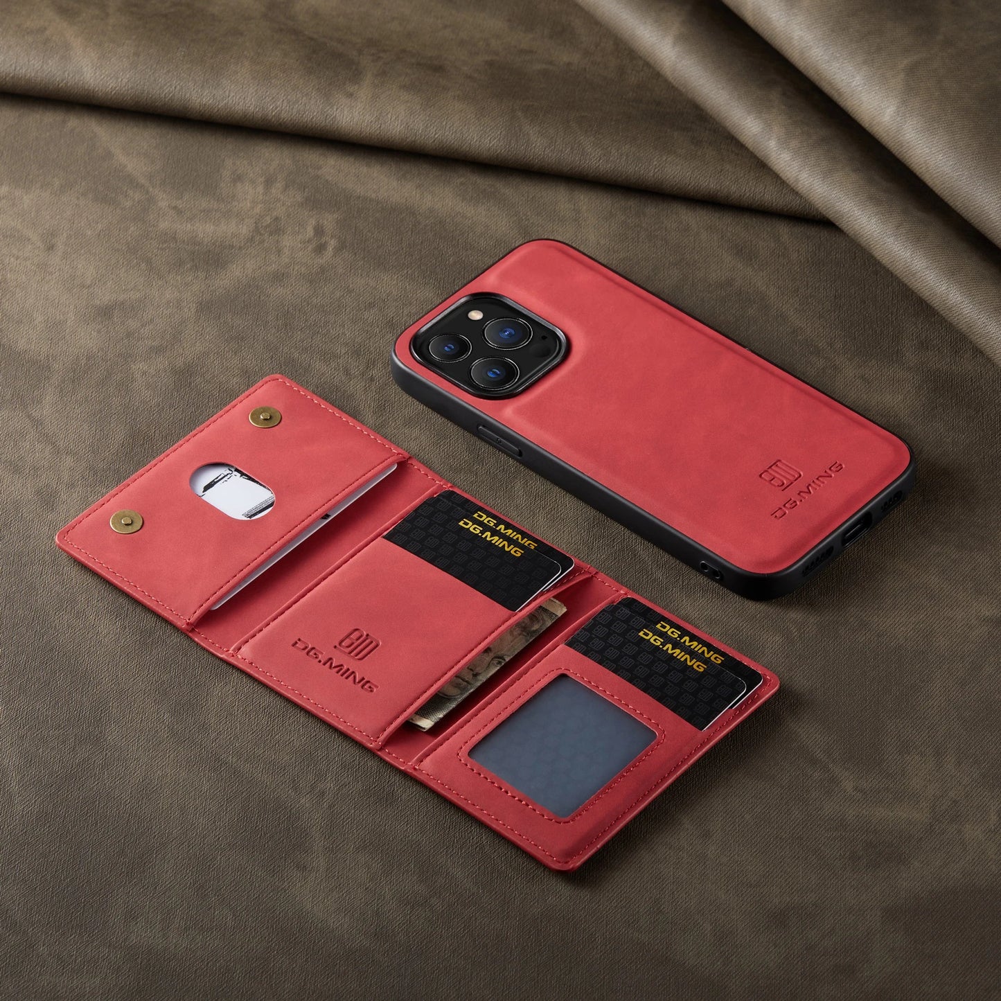 2 In 1 Detachable Magnetic Leather Case for IPhone 16 17 Pro Max 15 Wallet Cover Cards Holder Pocket