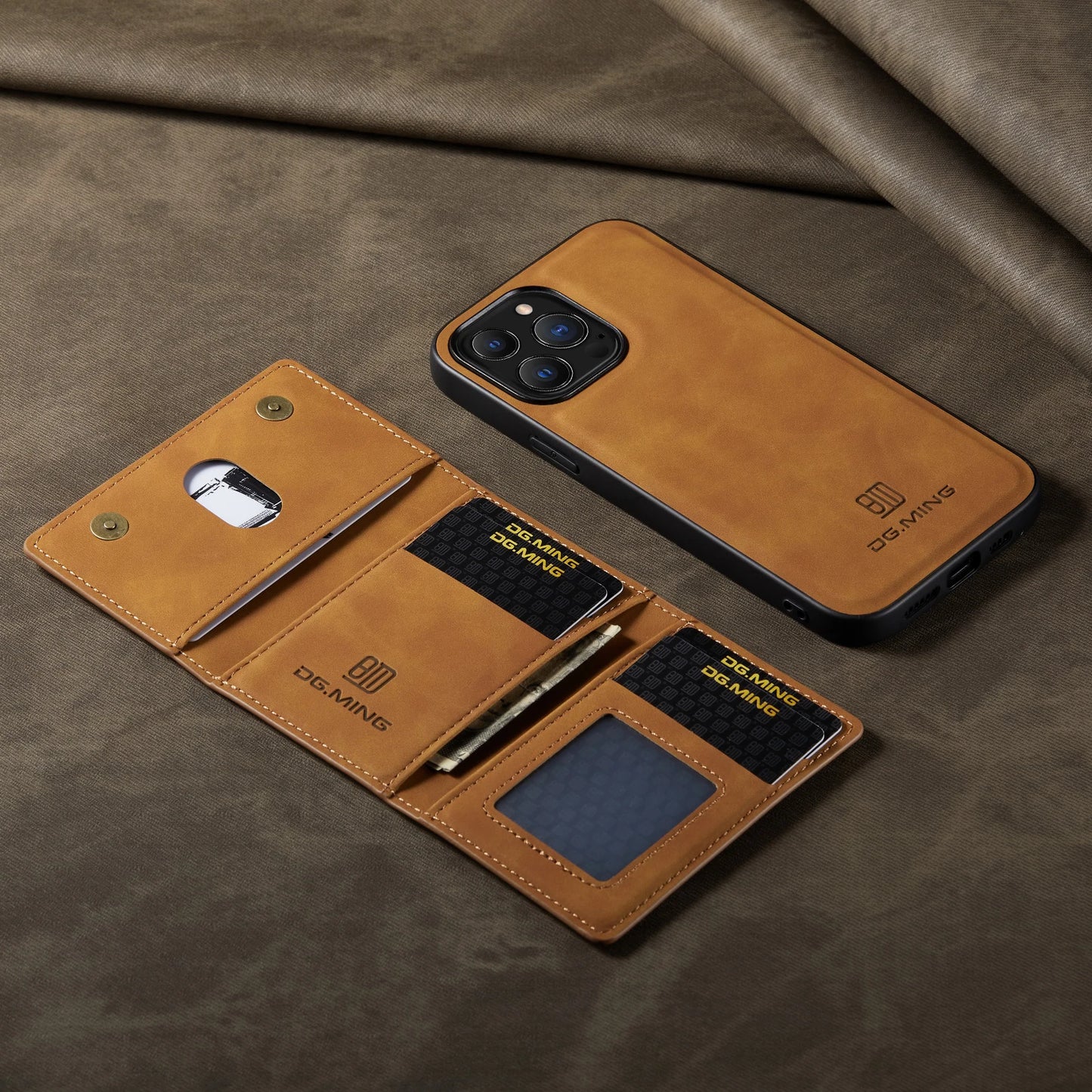 2 In 1 Detachable Magnetic Leather Case for IPhone 16 17 Pro Max 15 Wallet Cover Cards Holder Pocket