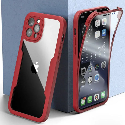 Shockproof 360 Clear Phone Case for iPhone 16 15 14 Pro Max Plus Cover Camera Lens Screen Full Protection