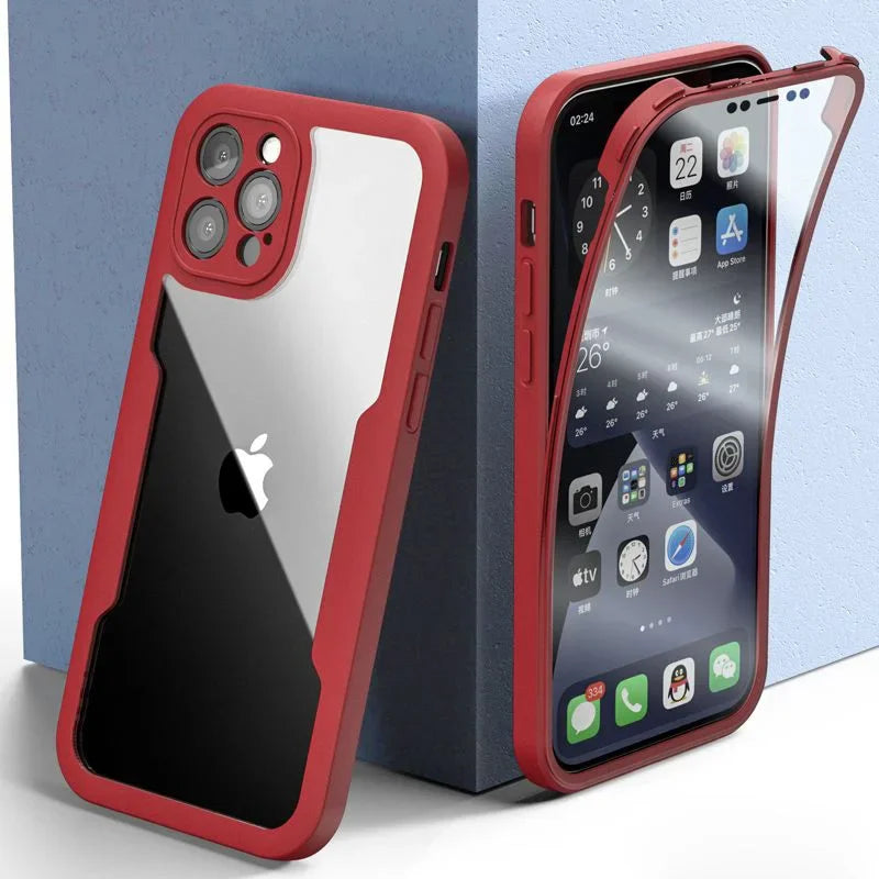 Shockproof 360 Clear Phone Case for iPhone 13 12 11 Pro Max X XS XR 7 8 Plus Cover Camera Lens Screen Full Protection