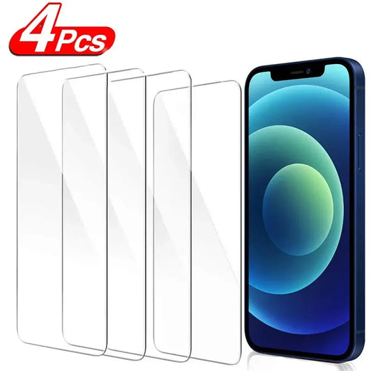 4pcs Tempered Glass Screen Protector – Full Coverage for iPhone 6S–16 Pro Max