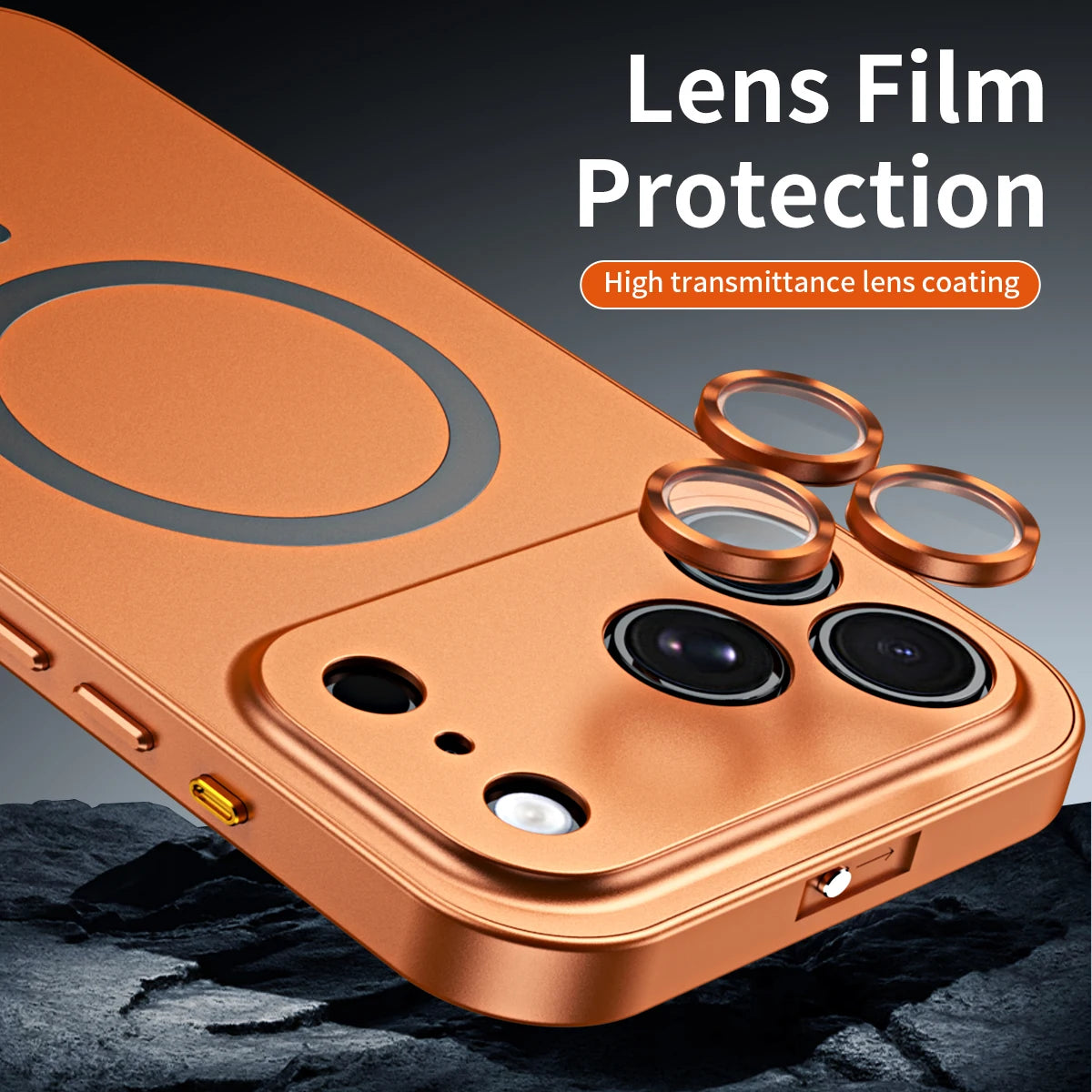 Fashion Aluminum Metal Magnetic Case For iPhone16 17 Pro Max 15Pro Magsafe Wireless Charging Glass Lens Backboard Cover