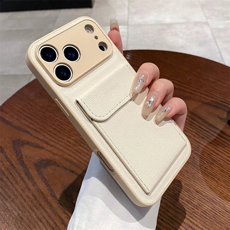 Leather Wallet Case with Card Slot for iPhone X XS XR 11 12 13 14 Pro Max | Shockproof Card Holder Cover