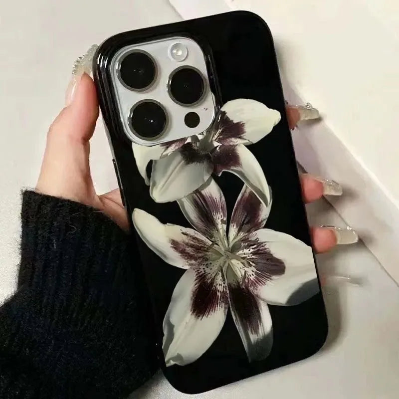 Lily Orchid Flower Print Soft Phone Case For iPhone 16 15 14 13 12 11 Pro Max XS XR X 7 8 Plus SE 2020 2022 Shockproof Cover