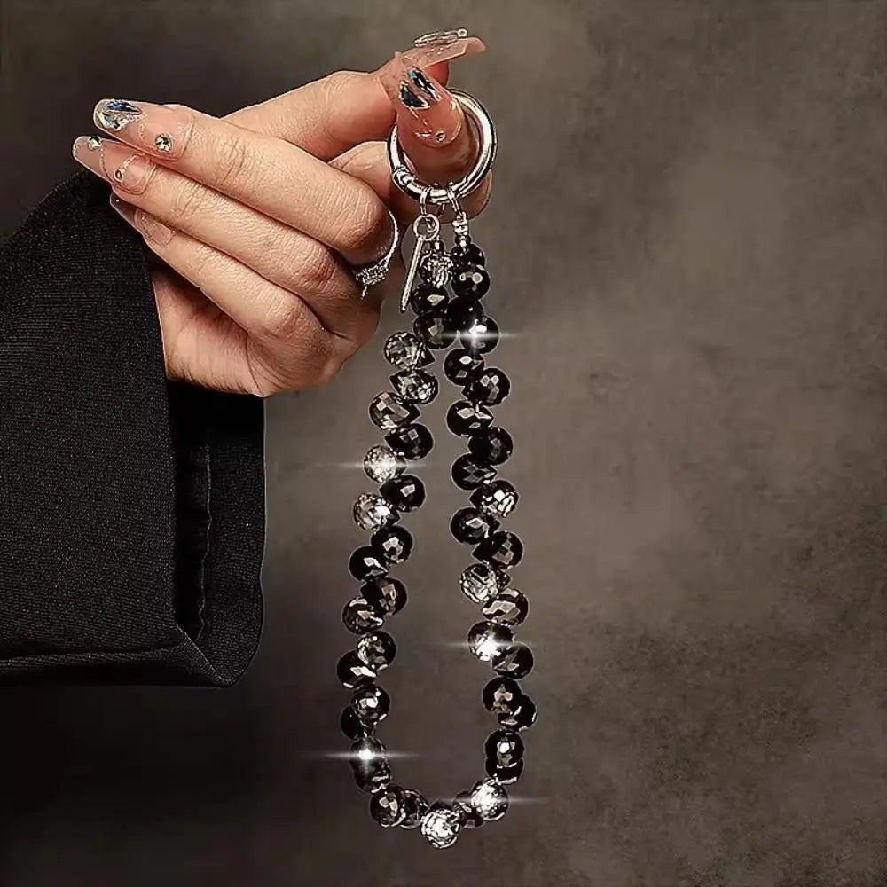 Colorful Crystal Beaded Phone Lanyard – Sparkle Charm Keychain