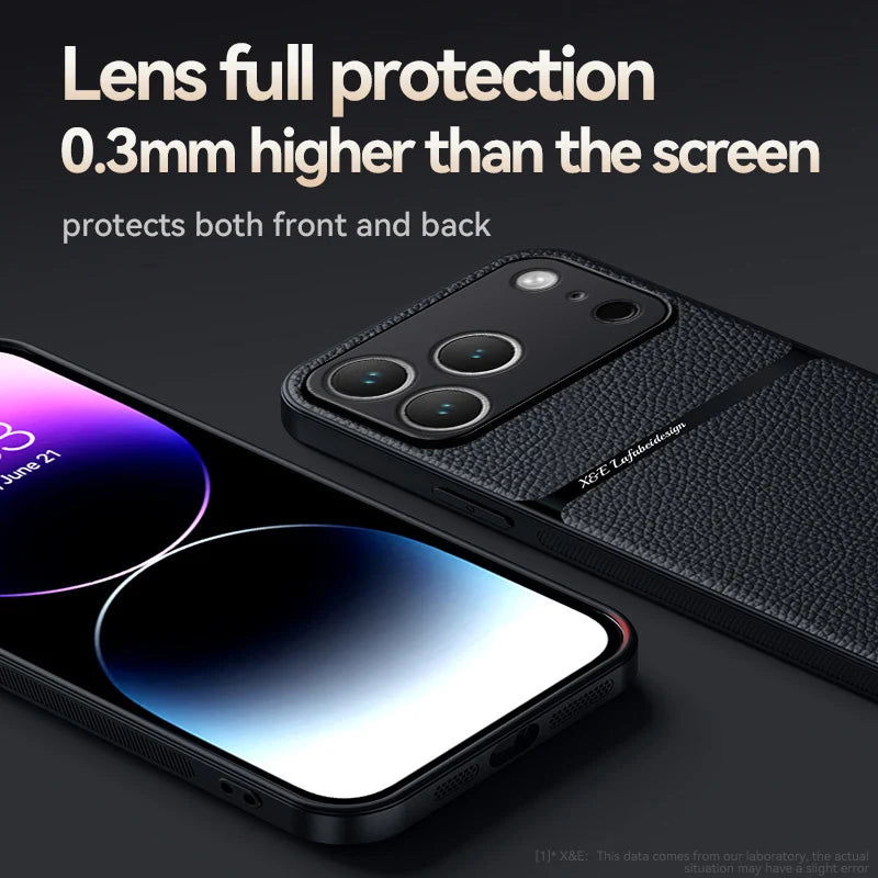 Magnetic Leather Phone Case For iPhone 17 16 13 12 11 Pro Max Cases For iPhone 17 Air 15 14 Pro Max 16 Plus Lens Protector Cover