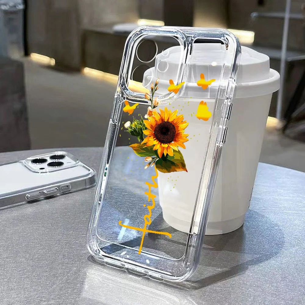 Flower Case For iPhone 11 Cases iPhone 12 13 Pro Max X XR XS Max Plus iPhone Clear Shockproof Cover