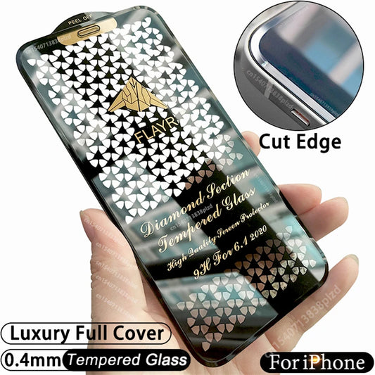 Cut Edge Luxury Tempered Glass – Full-Cover Screen Protector for iPhone 11–17 / Pro Max / Air