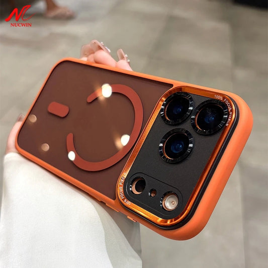 Business Transparent Magsafe Case for iPhone 14 13 12 11Pro Max Plating Camera Protection Cover for iPhone 17 Air