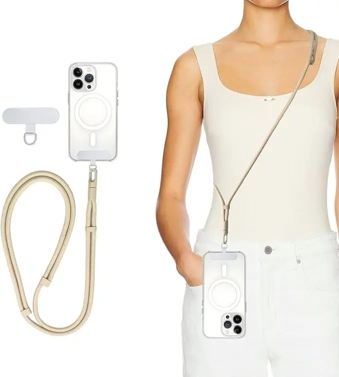 Universal Minimalist Crossbody Phone Lanyard with Adjustable Wrist Strap | Drop-Proof Design & Tether Tabs for All Mobile Phones